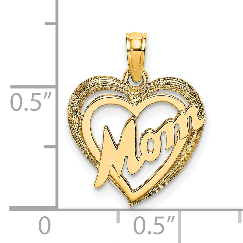 10K MOM Inside Heart Charm