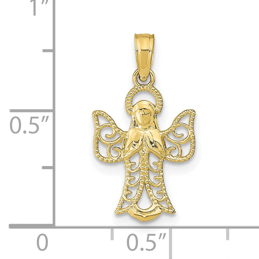 10K Angel W/Filigree Cut-Out Wings Charm