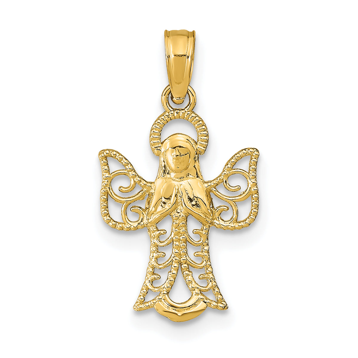 10K Angel W/Filigree Cut-Out Wings Charm