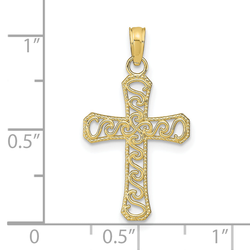 10k Fancy Cross Pendant