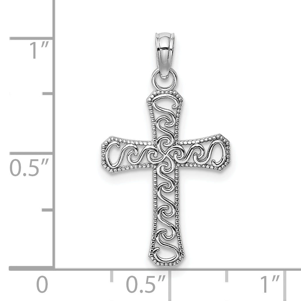 10k White Gold Fancy Cross Pendant