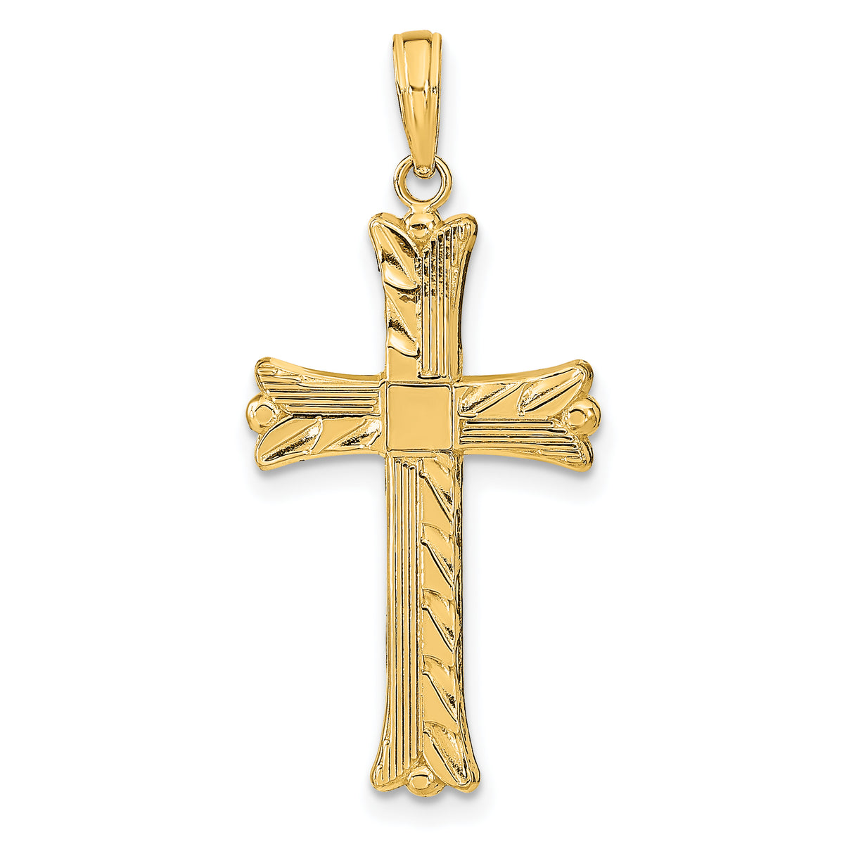 10K Textured w/Square Center Cross Pendant