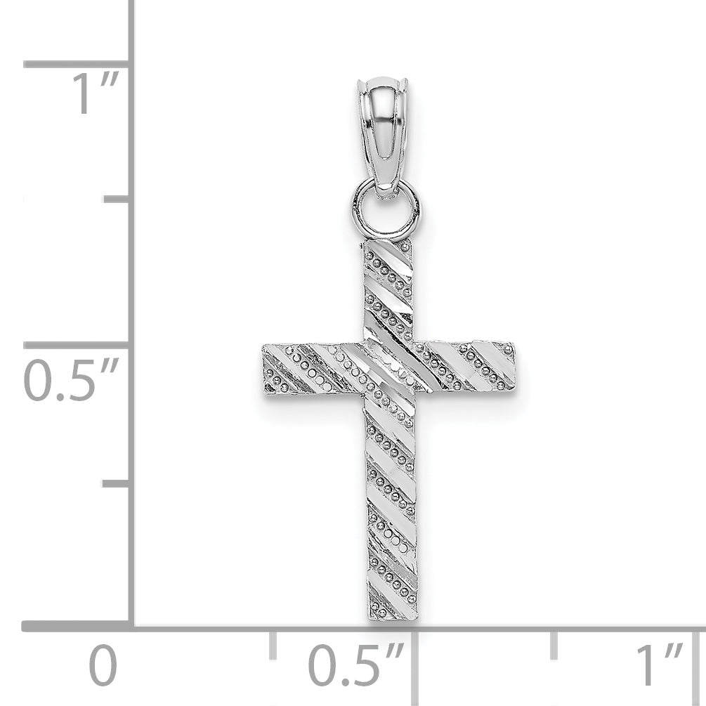 10k White Gold D/C Cross Pendant