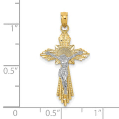 10K Two-tone D/C Crucifix Pendant