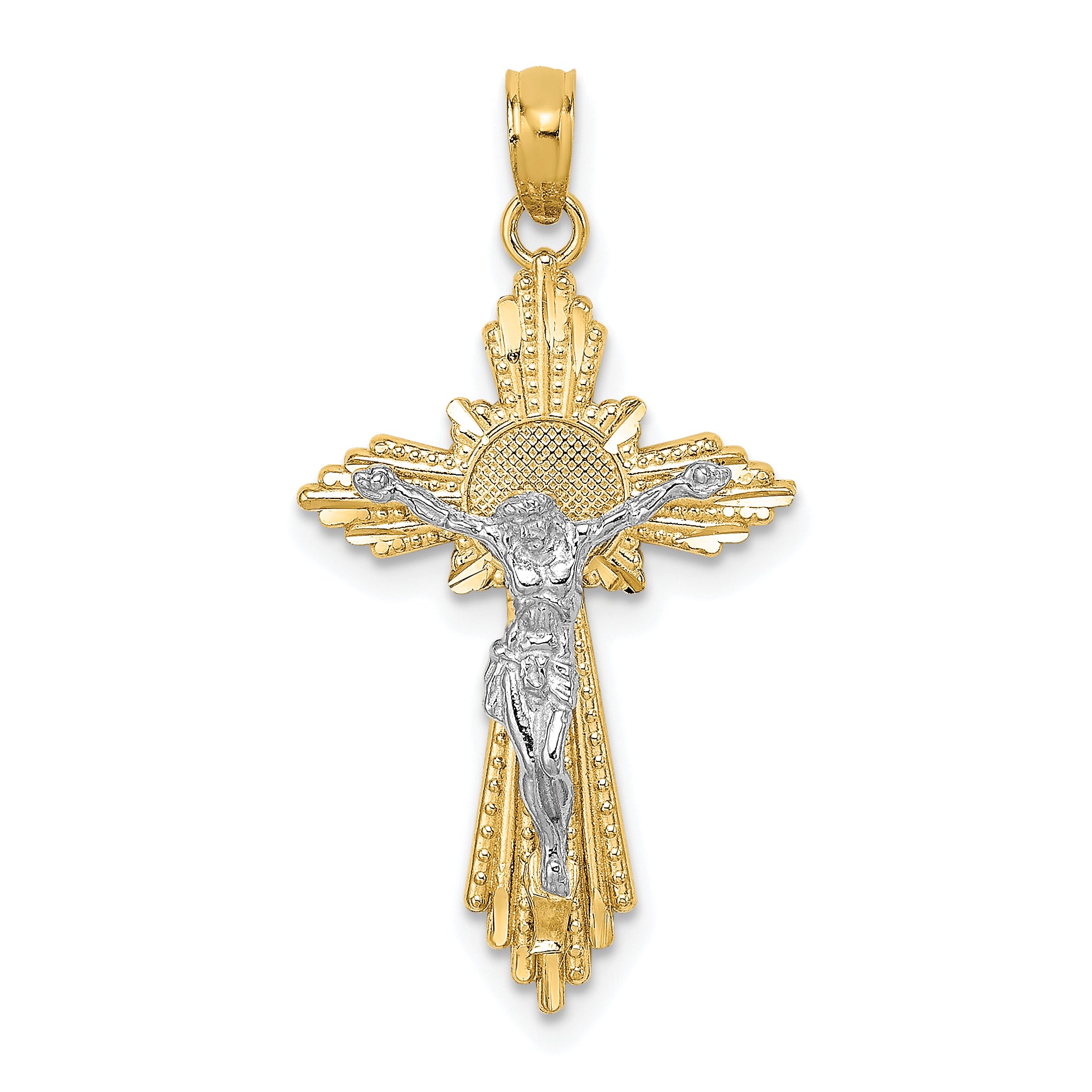 10K Two-tone D/C Crucifix Pendant