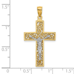 10k Two-tone Crucifix Pendant