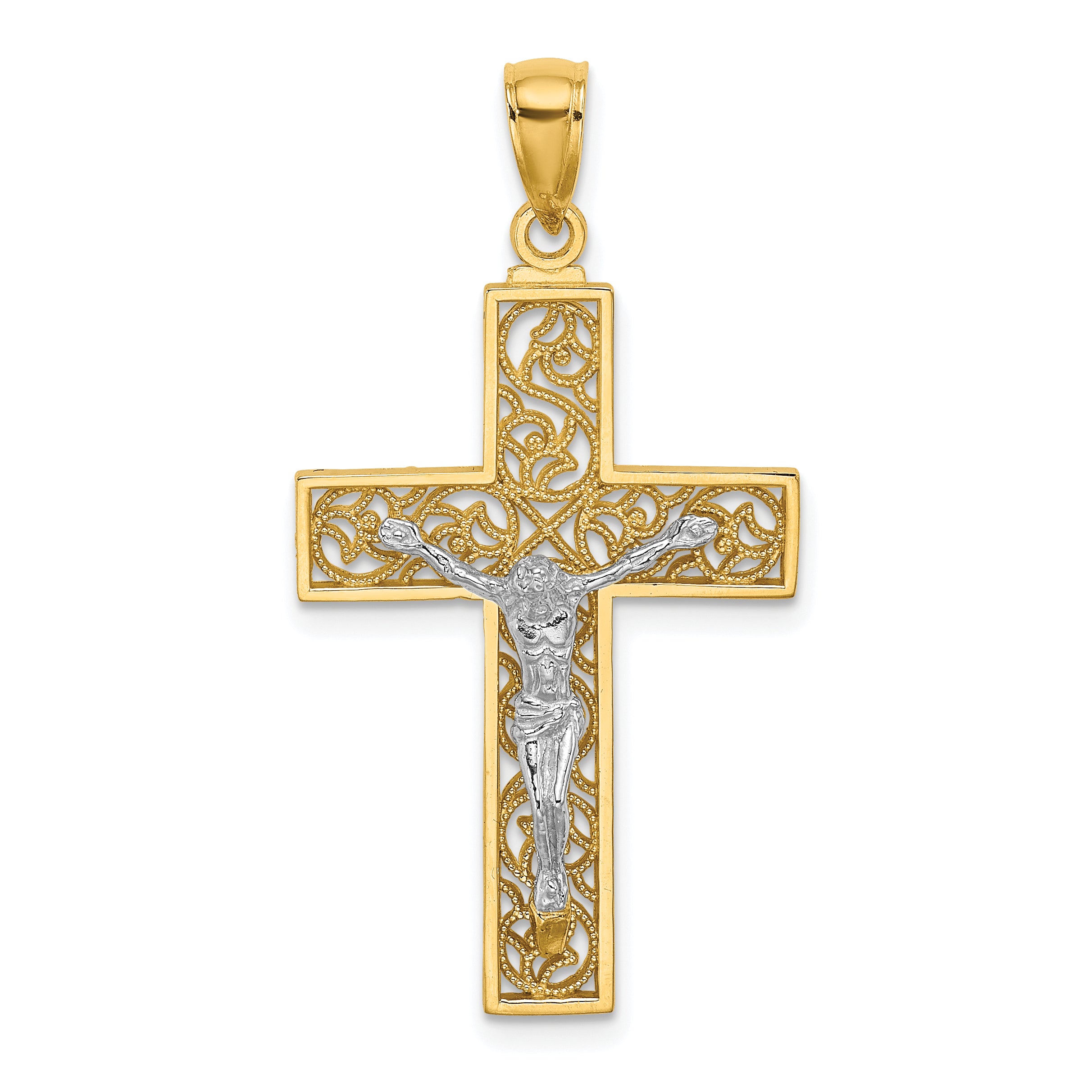 10k Two-tone Crucifix Pendant