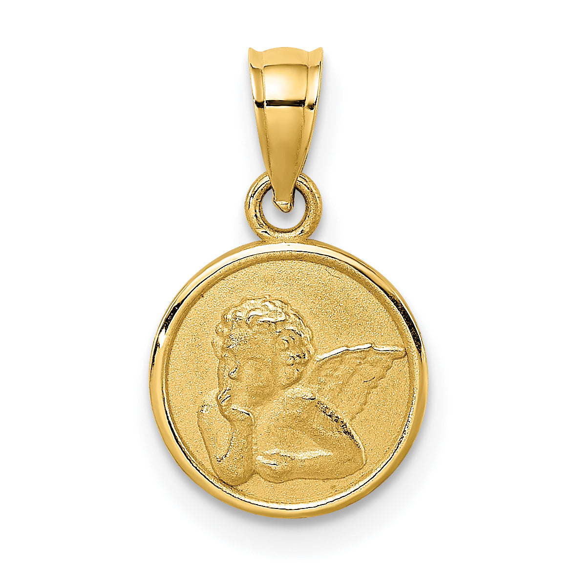 10k 10mm Engraved Angel Coin Charm