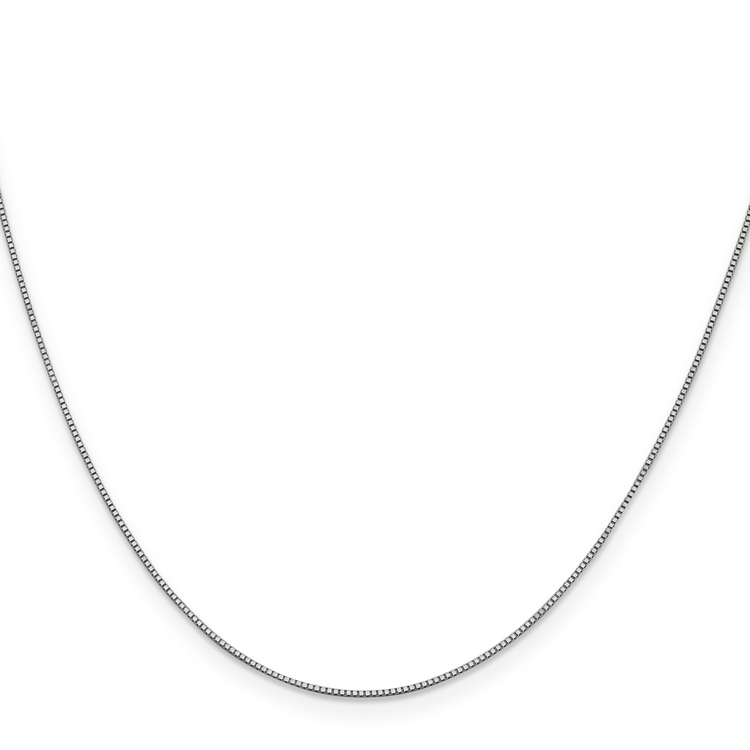 10K White Gold Box Chain Necklace with Polished Rhodium Finish