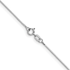 10K White Gold Box Chain Necklace with Polished Rhodium Finish