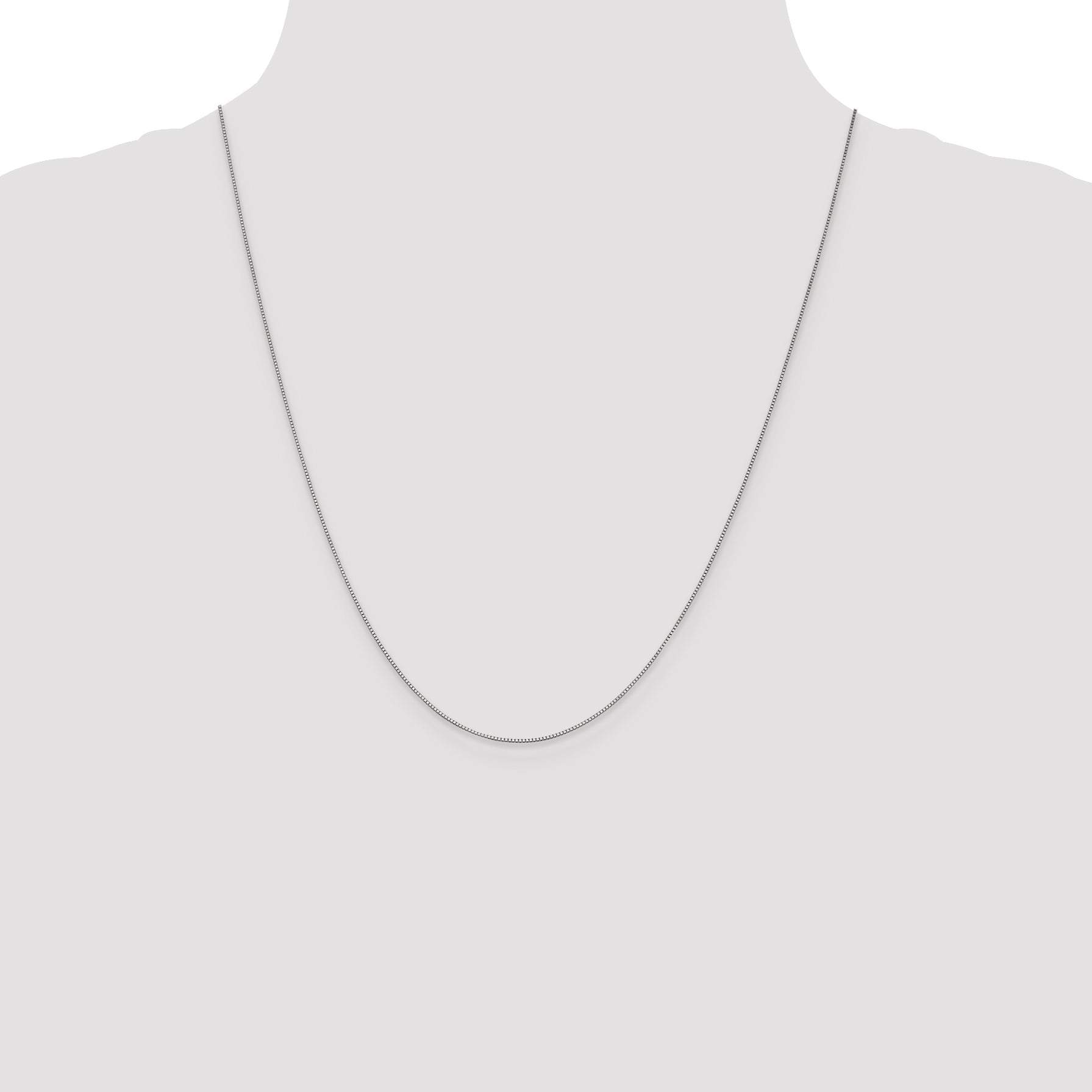 10K White Gold Box Chain Necklace with Polished Rhodium Finish