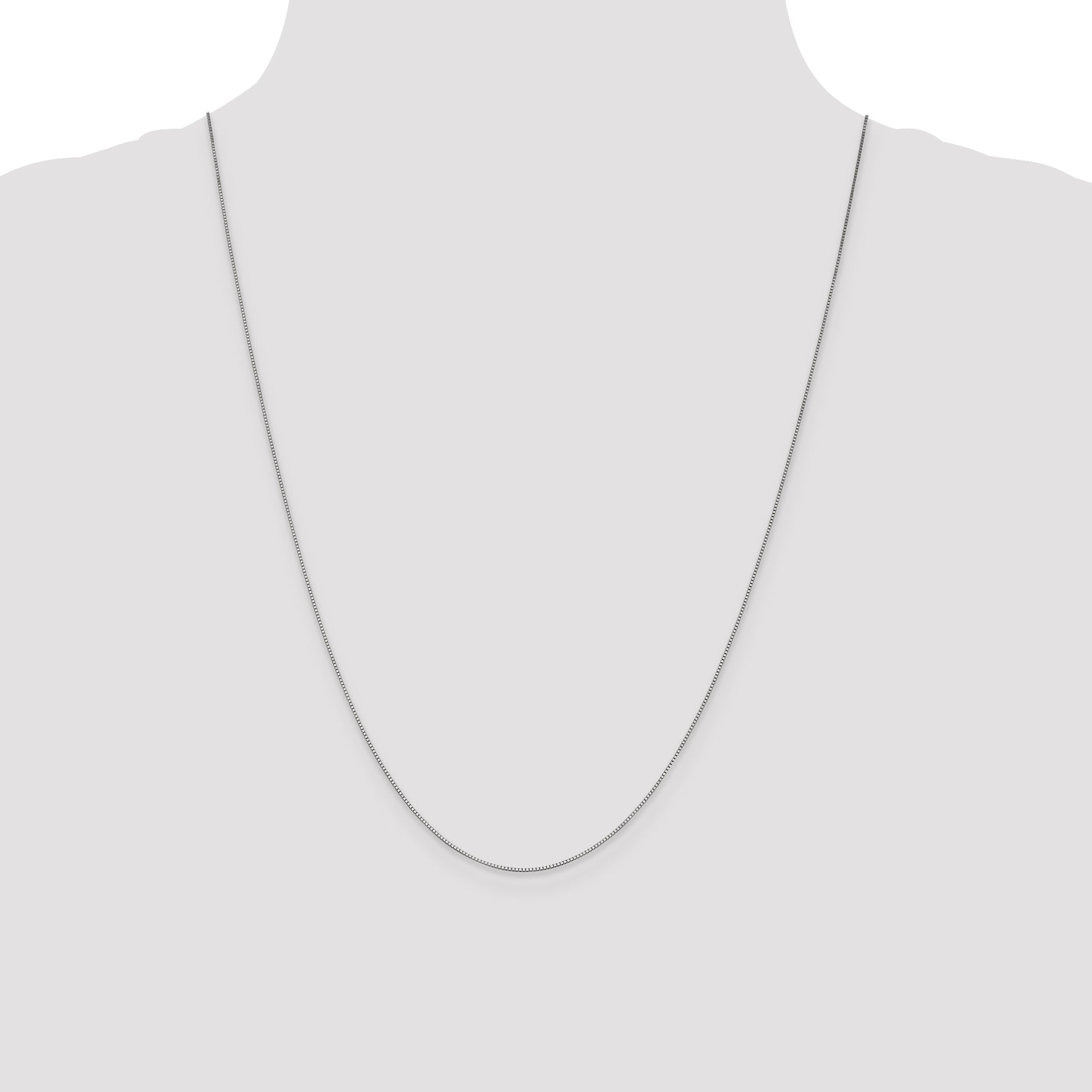 10K White Gold Box Chain Necklace with Polished Rhodium Finish