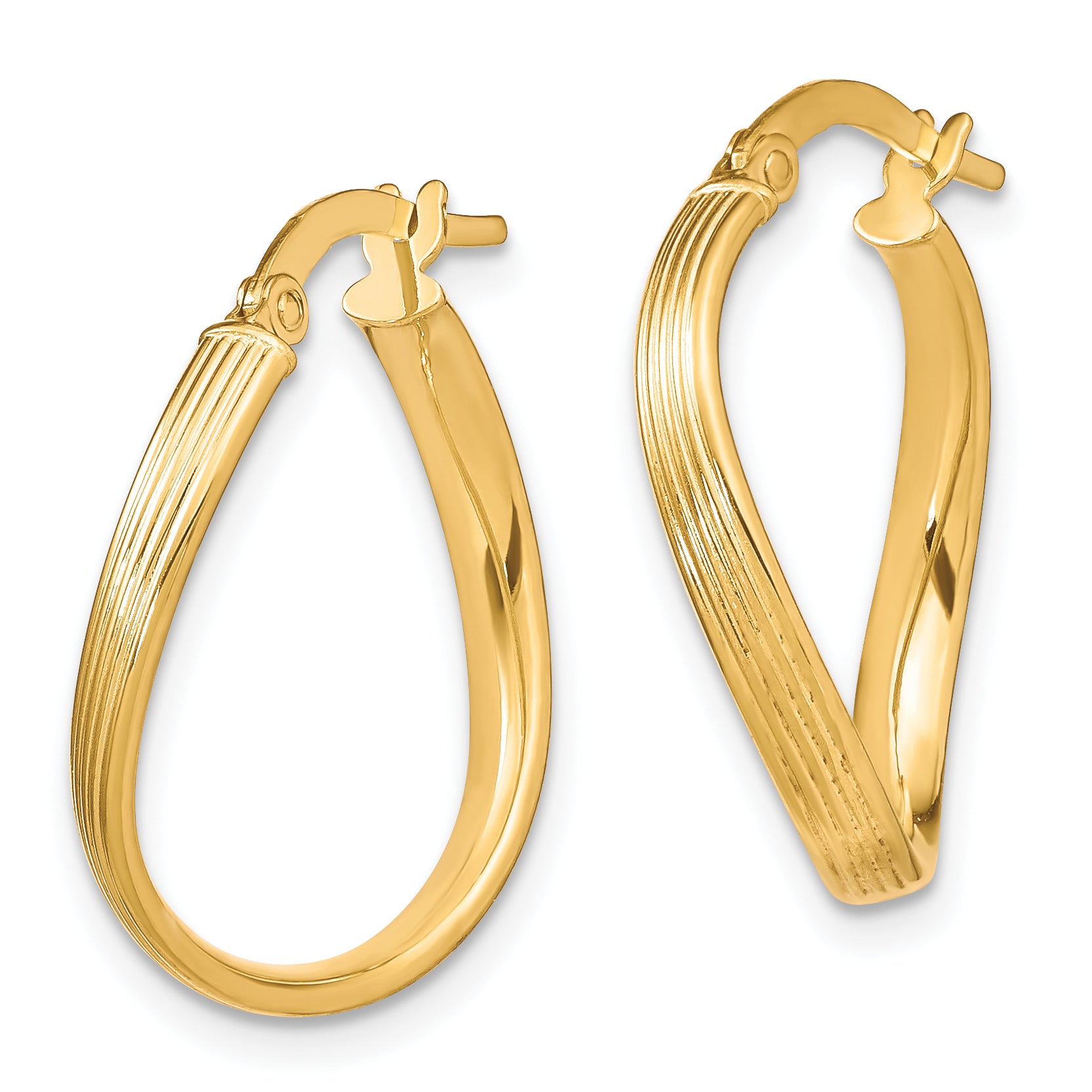 10K Gold Twisted Hoop Earrings with Polished Finish and Lifetime Guarantee