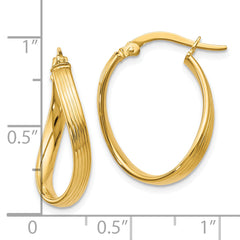 10K Gold Twisted Hoop Earrings with Polished Finish and Lifetime Guarantee