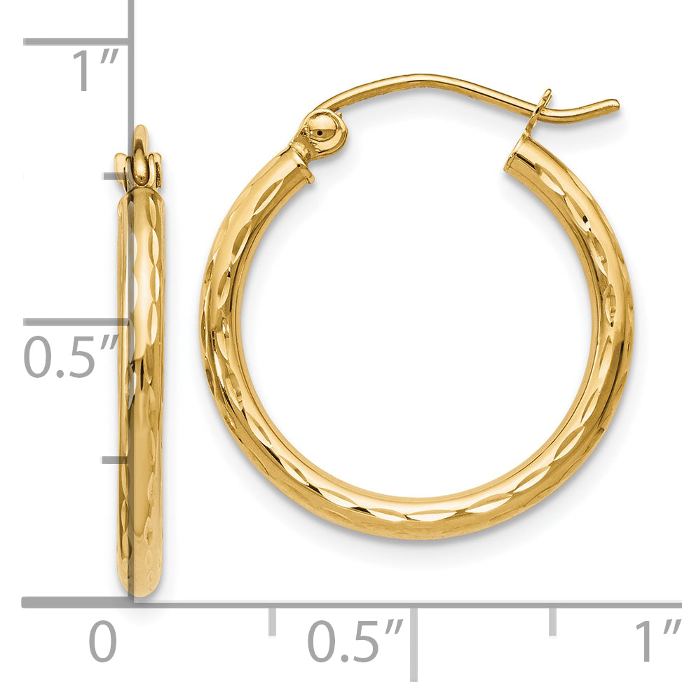 10K Gold Textured Hoop Earrings with Rhodium Plating Elegant Design