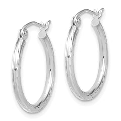 10K White Gold Polished Hinged Hoop Earrings with Rhodium Finish and Lifetime Guarantee