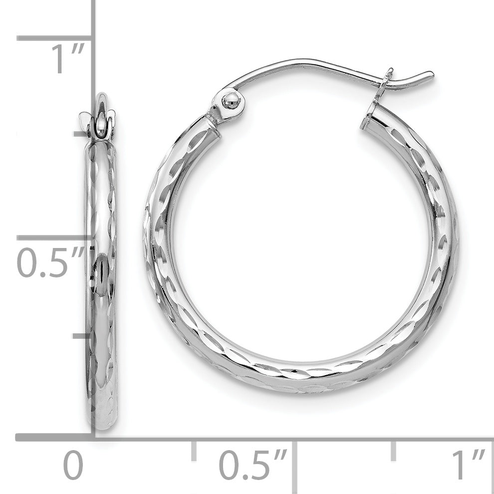 10K White Gold Polished Hinged Hoop Earrings with Rhodium Finish and Lifetime Guarantee