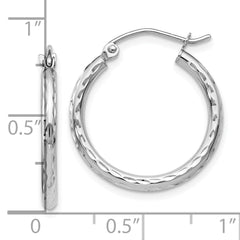 10K White Gold Polished Hinged Hoop Earrings with Rhodium Finish and Lifetime Guarantee