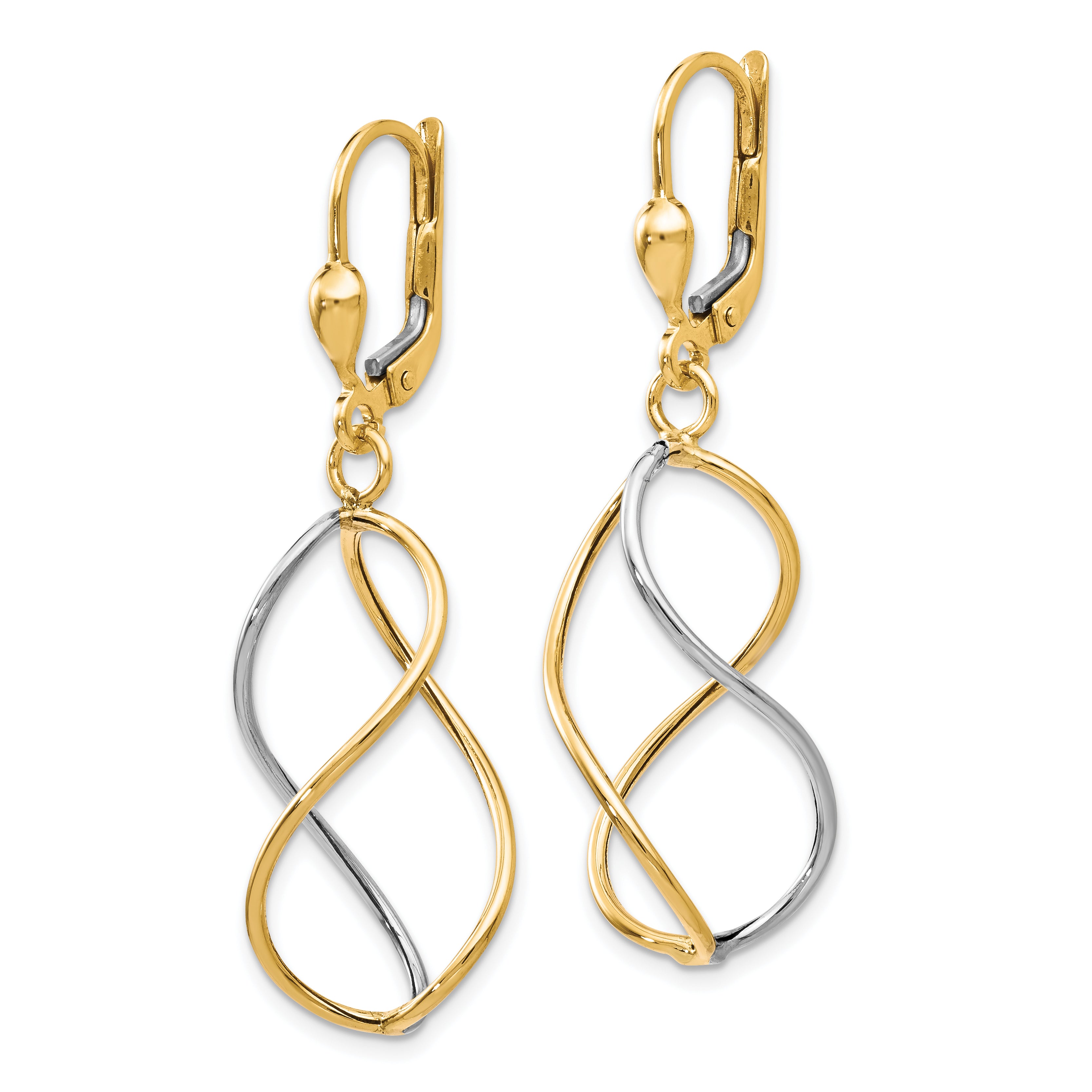 10K Yellow Gold Rhodium-Plated Leverback Earrings with Polished Finish and Lifetime Guarantee