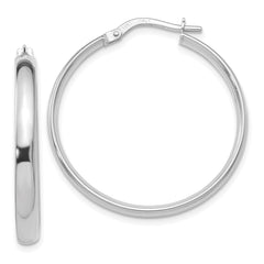 10K White Gold Polished Hoop Earrings