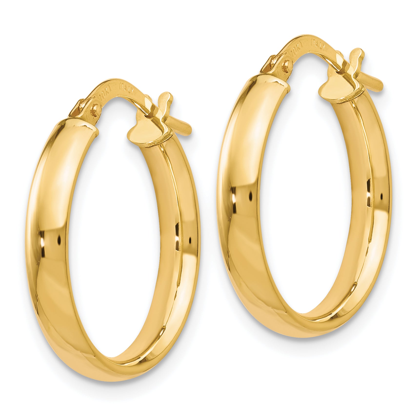 10K Gold Polished Hoop Earrings with Hollow Tubing Design Elegant and Lightweight