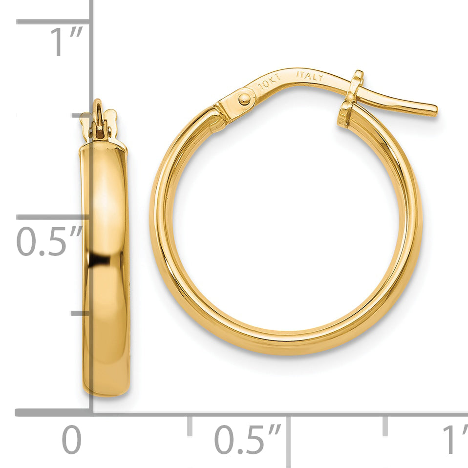 10K Gold Polished Hoop Earrings with Hollow Tubing Design Elegant and Lightweight