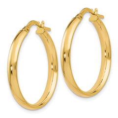 10K Gold Polished Hoop Earrings with Hollow Design and Lifetime Guarantee