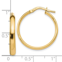 10K Gold Polished Hoop Earrings with Hollow Design and Lifetime Guarantee