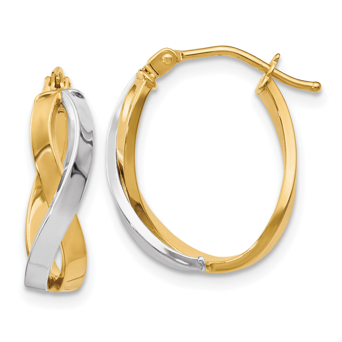 10K Two-tone Polished Twisted Hoop Earrings