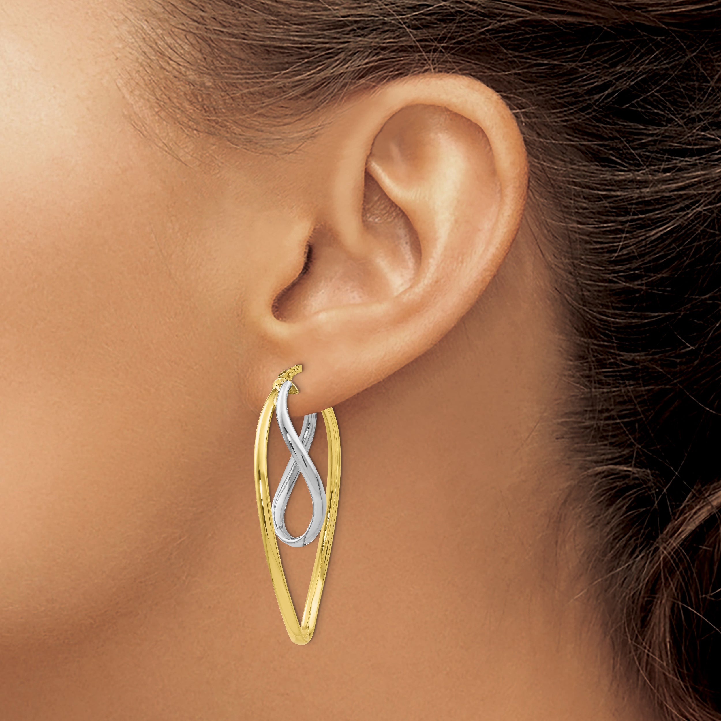 10K Two-Tone Polished Hoop Earrings