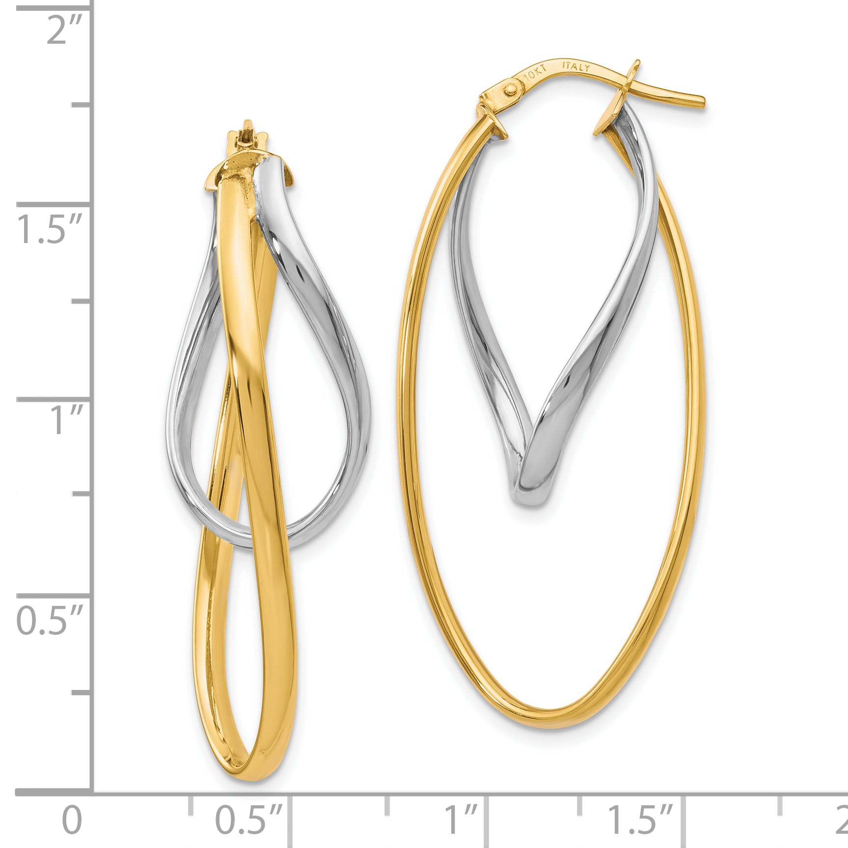 10K Two-Tone Polished Hoop Earrings