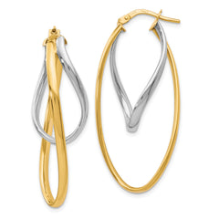 10K Two-Tone Polished Hoop Earrings