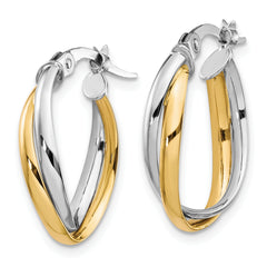 10K Two-tone Polished Hoop Earrings