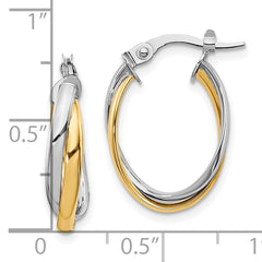 10K Two-tone Polished Hoop Earrings