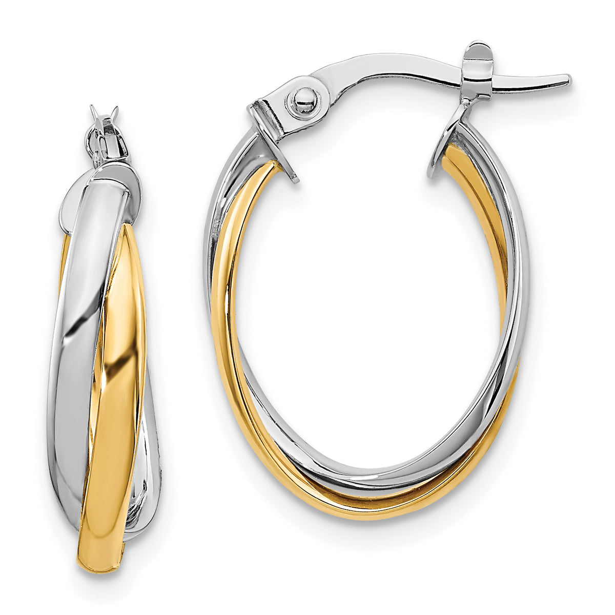 10K Two-tone Polished Hoop Earrings