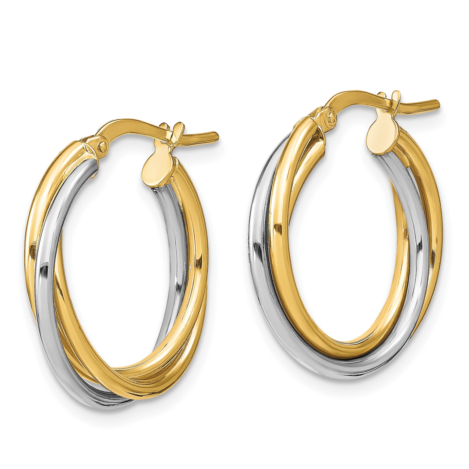 10K Two-tone Polished Hoop Earrings