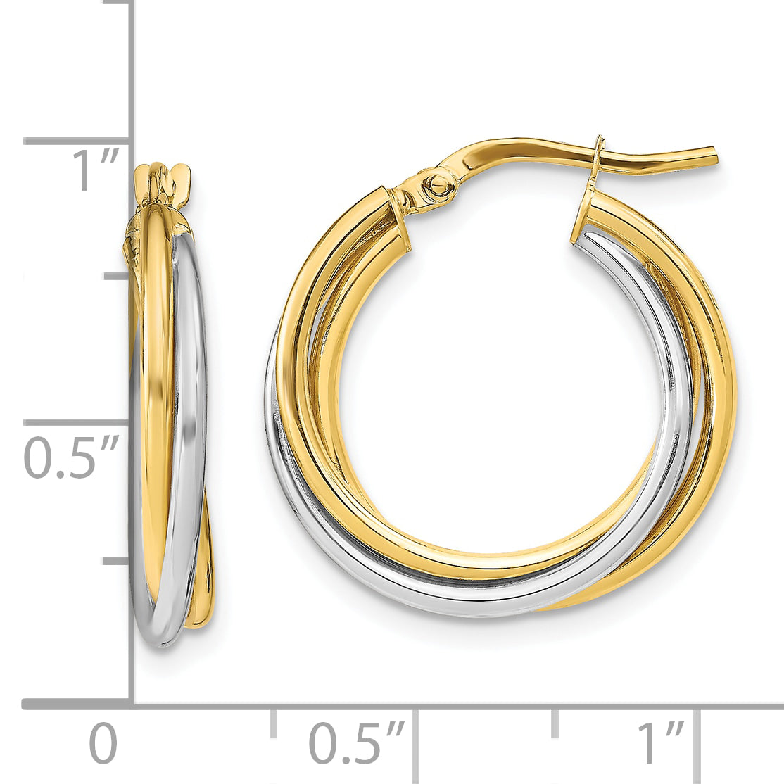 10K Two-tone Polished Hoop Earrings