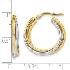 10K Two-tone Polished Hoop Earrings