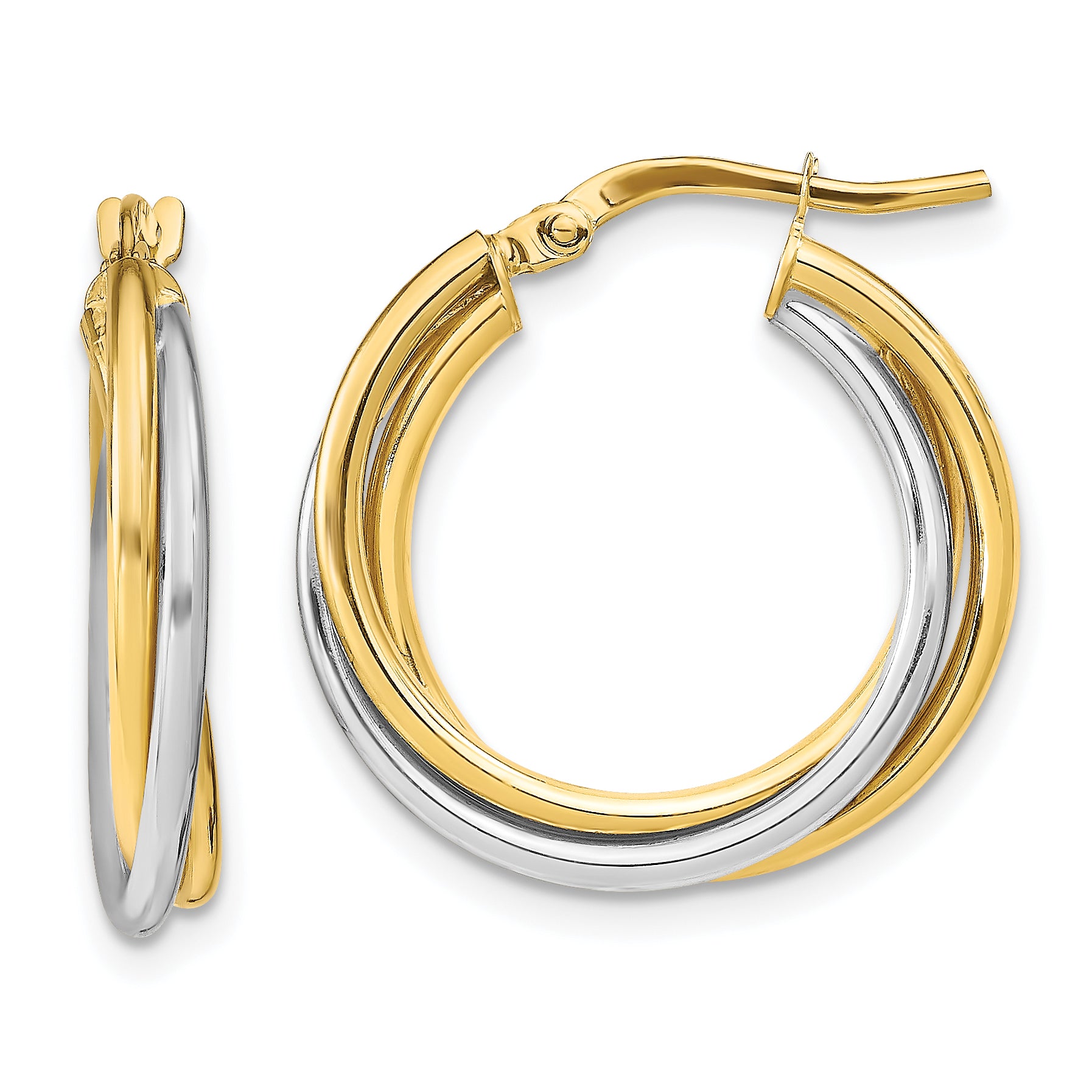 10K Two-tone Polished Hoop Earrings