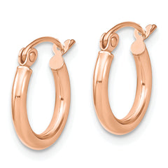 10K Rose Gold Polished Hinged Hoop Earrings