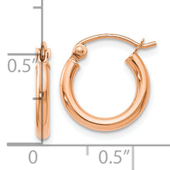 10K Rose Gold Polished Hinged Hoop Earrings