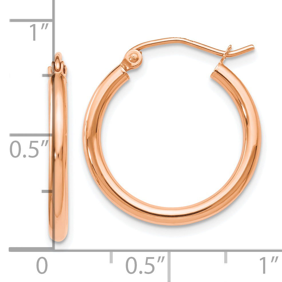 10K Rose Gold Polished Hinged Hoop Earrings