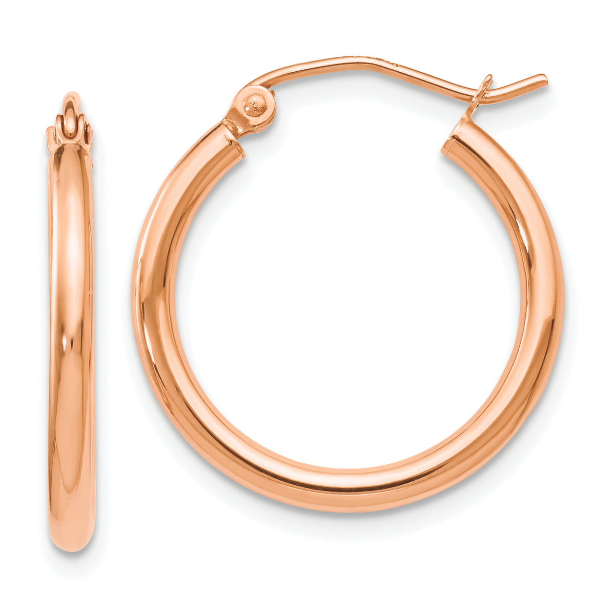 10K Rose Gold Polished Hinged Hoop Earrings