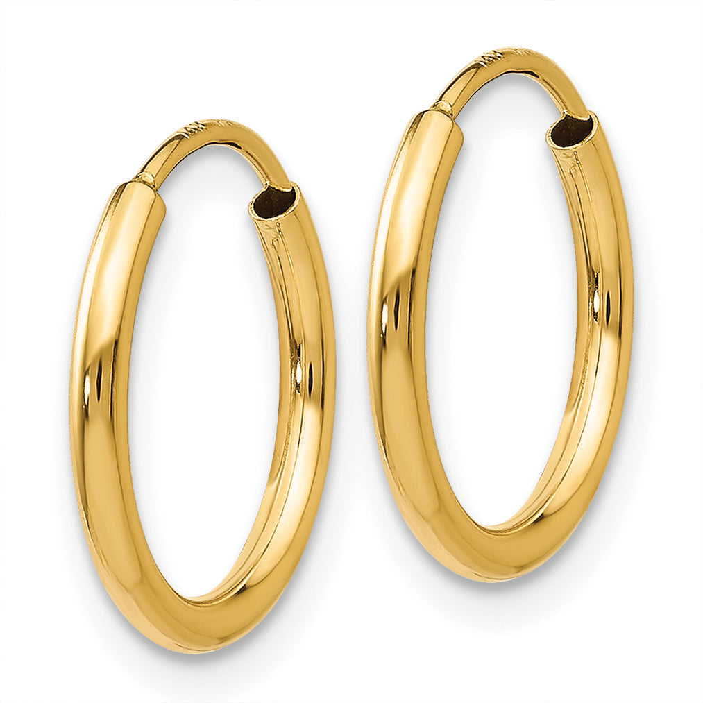 10k 1.5mm Polished Round Endless Hoop Earrings