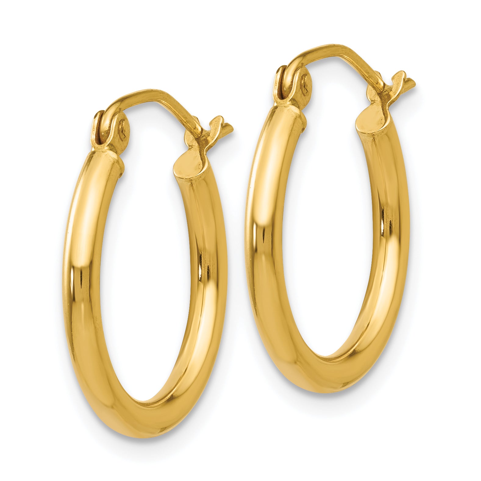 10k Polished 2x17.5mm Lightweight Tube Hoop Earrings