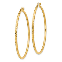 10k Diamond-cut 2mm Round Tube Hoop Earrings