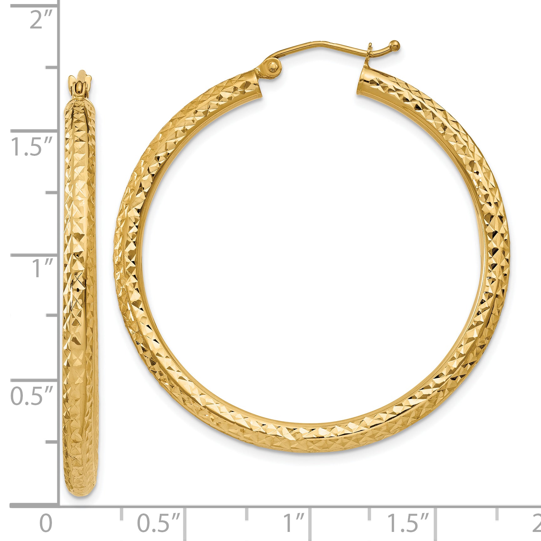 10k Diamond-cut 3mm Round Hoop Earrings