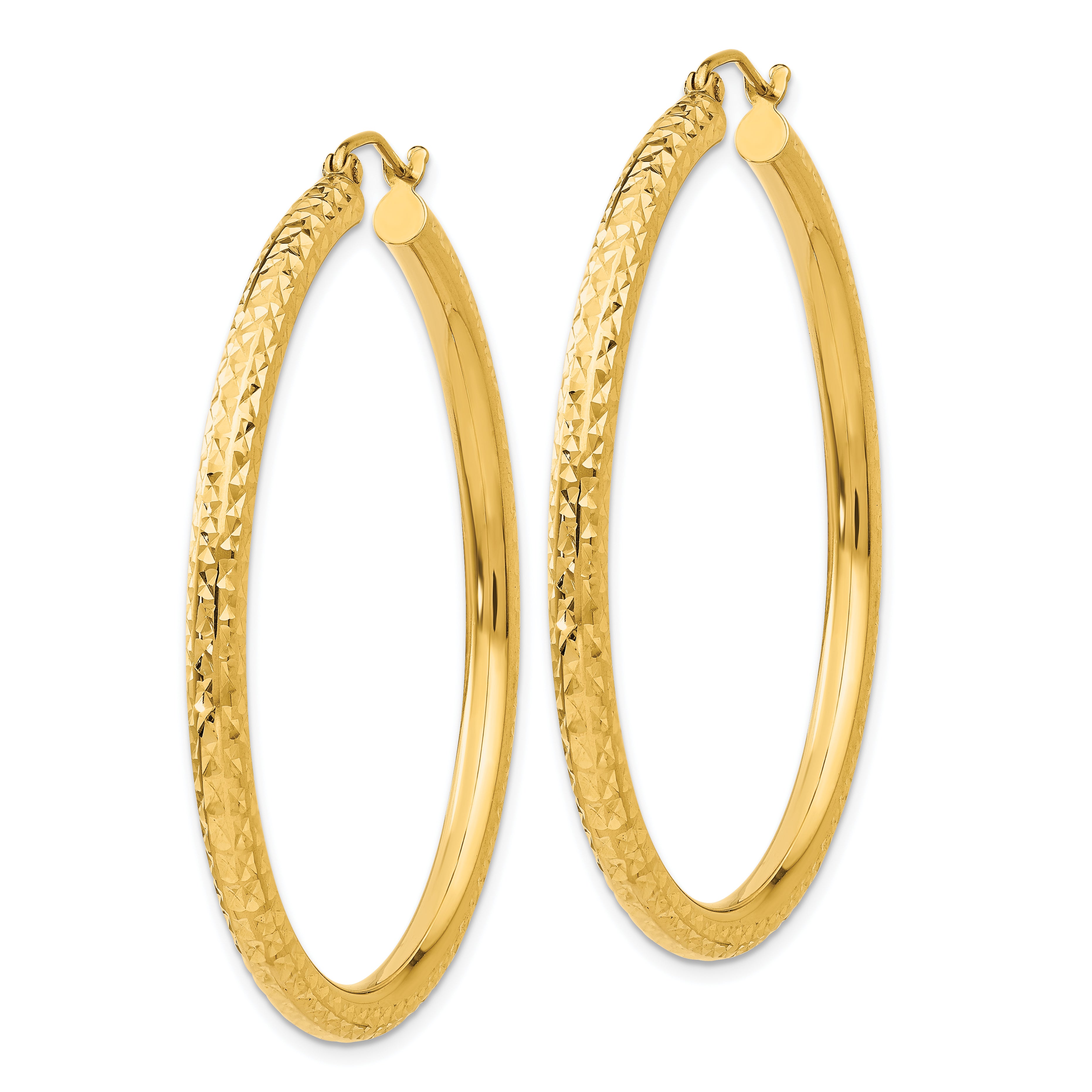 10k Diamond-cut 3mm Round Hoop Earrings