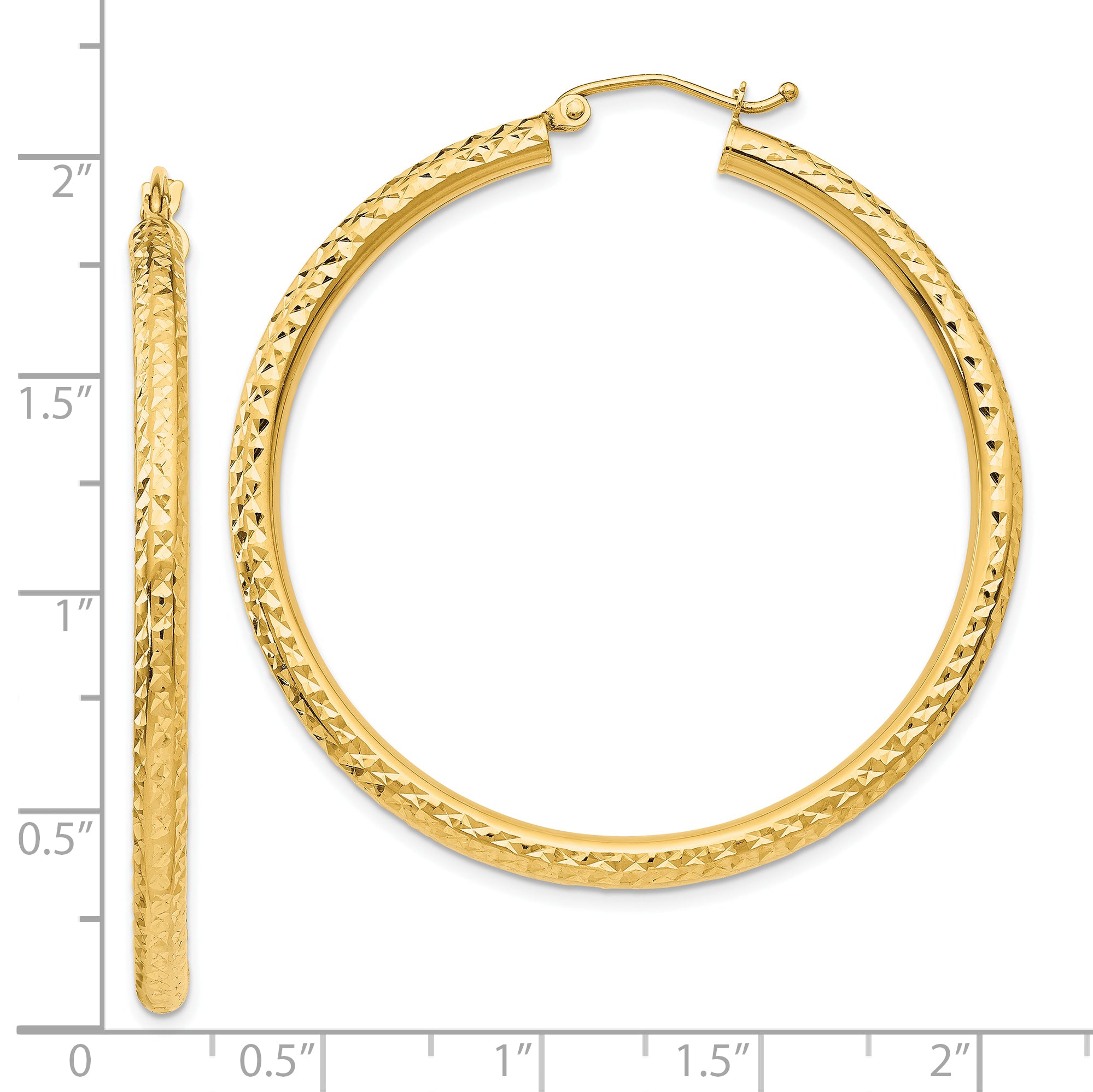 10k Diamond-cut 3mm Round Hoop Earrings