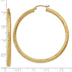 10k Diamond-cut 3mm Round Hoop Earrings